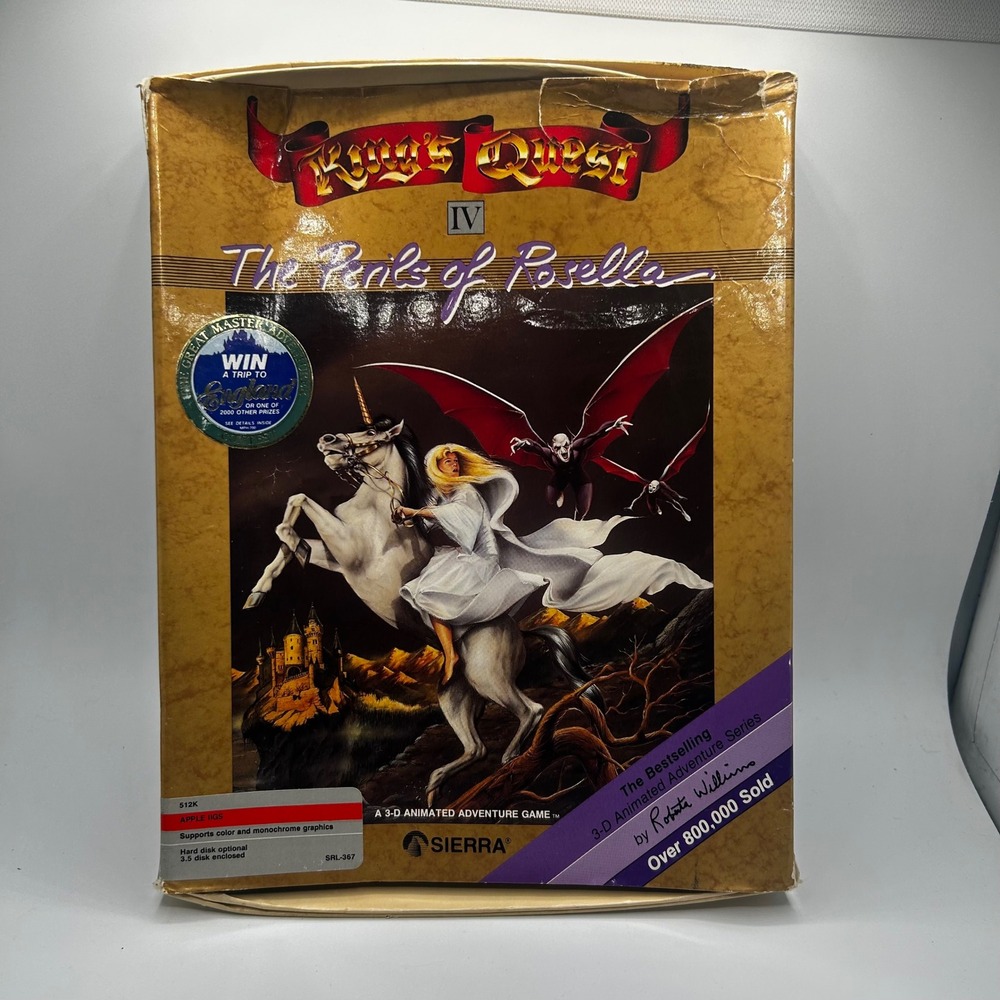 Kings Quest IV The Perils of Rosella Apple IIGS Sierra Big Box 3.5 Floppy 1988